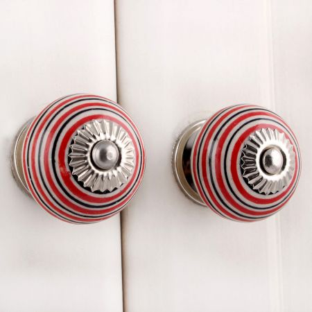 Red Black Striped Knobs